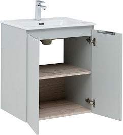 Aquanet Мебель для ванной Алвита New 60 2 дверцы подвесная серая матовая – фотография-11